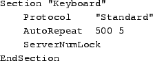 \begin{tscreen}
ModeLine \cparam{name} \cparam{clock} \cparam{horiz-values} \cparam{vert-values}
\end{tscreen}