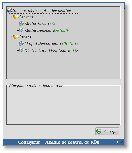 Opciones de configuración del controlador de impresión